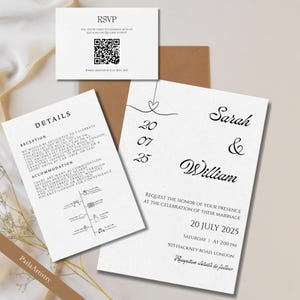 Minimalistische Hochzeitseinladung Set | Minimalistisches Hochzeits-Bundle | Bearbeitbare Canva Vorlage | Antwortkarte | Moderner Digitaler Download