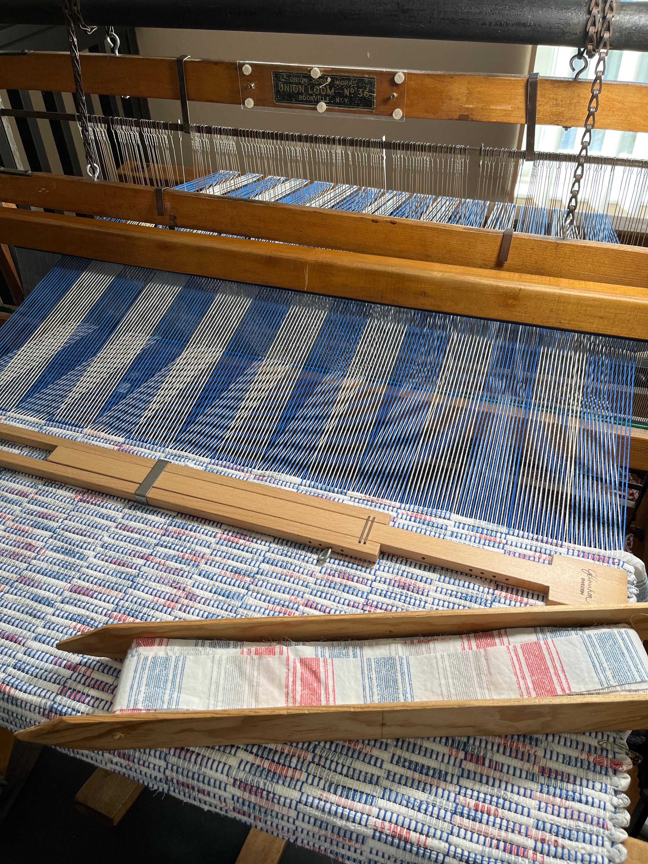 Hand Woven Rag Rug- 30x60 Inch, Blue/white/red Patterned, Farmhouse ...