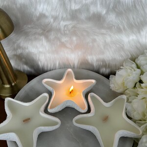 Starfish Soy Candle Set of 5 – Beach Decor | Handmade Vanilla Scented Candle | Nautical Gift Idea