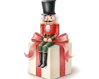 Cascanueces navideños en acuarela: Imágenes PNG (descarga digital)