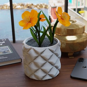 Quilted Vase & Puffer Planter, Modern Succulent Pot, Chic Home Decor Flower Pot, 3D Printed Flower Pot, Housewarming Gift