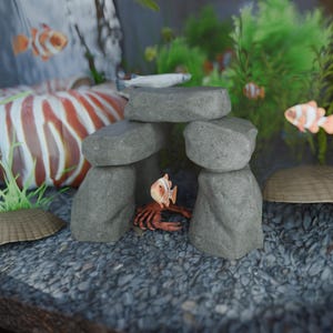 Aquarium Cave, Aquarium Terrarium Ornaments, 3D Printed Fish & Shrimp Hide, Fish Accessories, Concrete Aquarium Decor, Terrarium Pet Shelter
