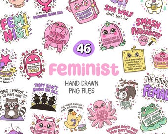 Feministische png-bundel | Female Rage Anti Patriarchy Quotes sublimatie clipart sticker digitale download