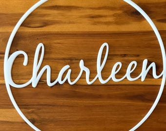 Personalisierter Namenskranz / Türkranz / Dekokranz aus Acrylglas in verschiedenen Größen und Farben