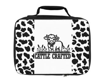 Cattle Crafted Lunch Bag - Fun Cow Print, Kids Lunch Pouch, Picnic Essential, School Lunch Cooler, Farmhouse Style Bag