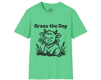 Cute Cow Grazing Unisex T-Shirt, Graze the Day