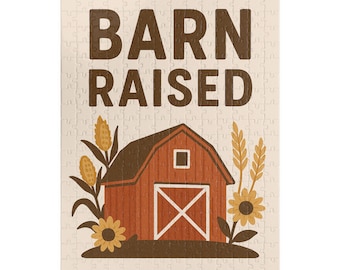 Barn Raised Puzzle, Cozy Farmhouse Decor, Family Game Night, Barn Themed Gift, Rustic Home Puzzle, Personalized Puzzle Art