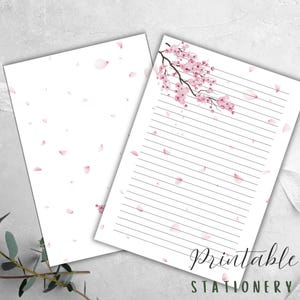 Cherry Blossom Stationery: Pink Floral Writing Paper (A4 PDF Download