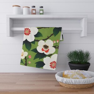 Japanese Floral Tea Towels: Colorful Kitchen Decor, Cotton Blend