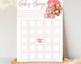 Pink-Babyparty-Bingo-Spiel: Druckkarten (Digitaler Download)