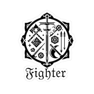 Fighter Kiss-Cut Stickers, Tabletop Gaming, Unique Laptop Stickers, Cool Warrior Gifts, Nerd Gifts
