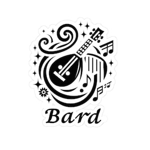 Bard Kiss-Cut Stickers, Tabletop Gaming, Unique Laptop Stickers, Cool Warrior Gifts, Nerd Gifts