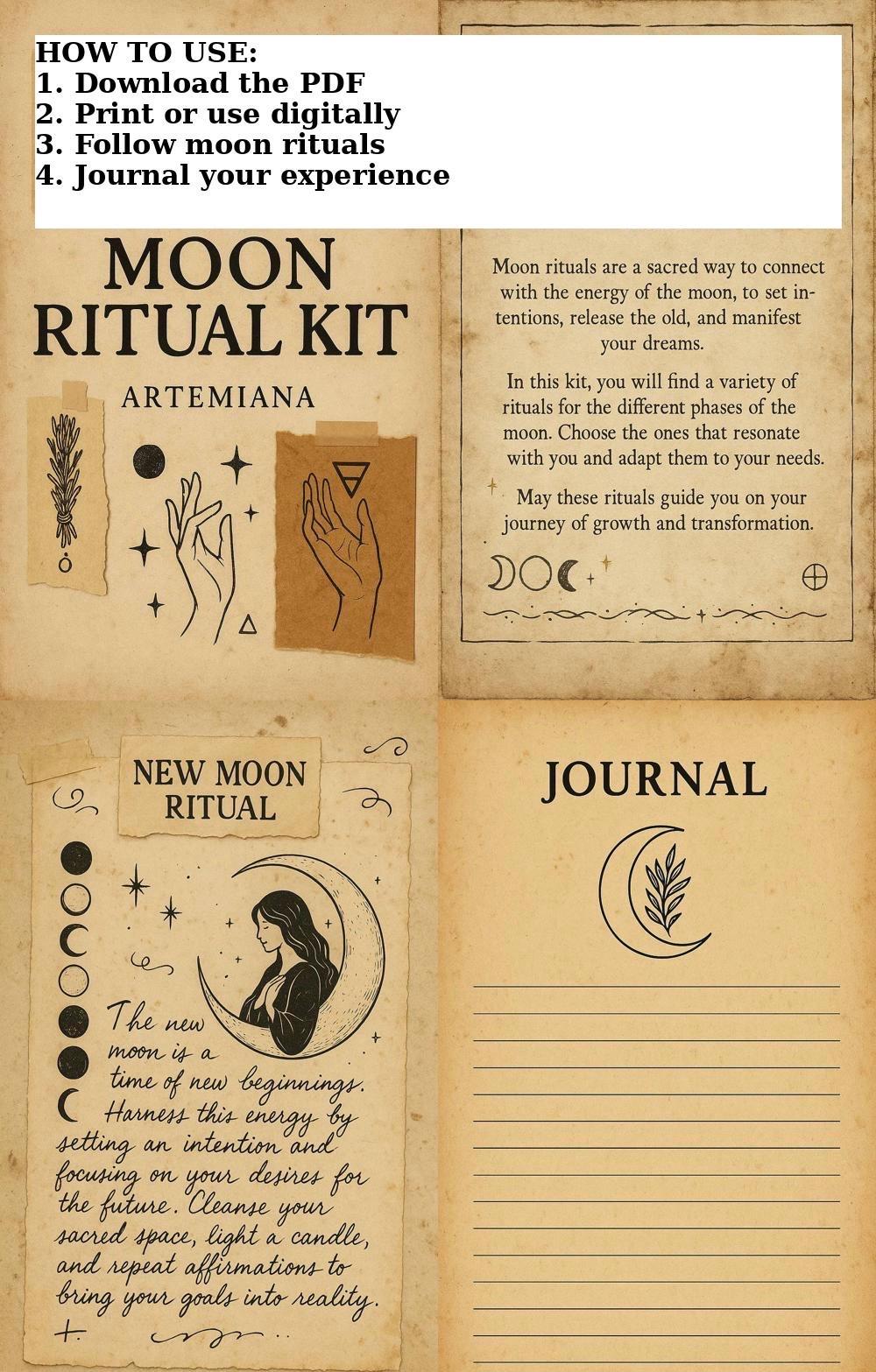 Moon Ritual Kit — 14-page Printable Witchy Journal | Lunar Phases ...