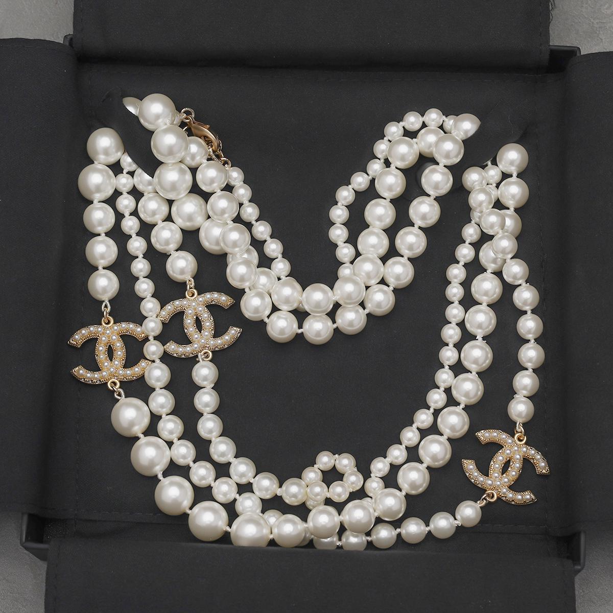 【希少】CHANEL pearl necklaceクリスタル＆パール ネックレス Chanel Pearl Necklace - Etsy Canada