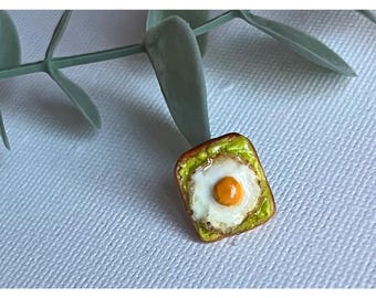 Avocado- en eiertoastmagneet – Handgemaakte mini-foodkunst, keukendecor, koelkastmagneet