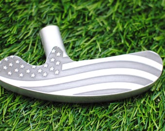 Engraved American Flag Golf Putter: Patriotic USA Eagle Design