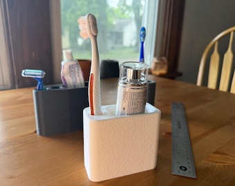Textured 3D Printed Toothbrush & Toothpaste Holder - PLA Plastic