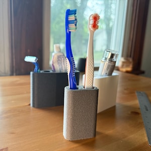 Double Toothbrush Holder - Textured 3d Printed Toothbrush/Razor Holder - Comes In Black, Gray, White, and soon Blue - Made With PLA