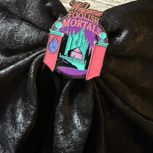 Haunted Mansion Foolish Mortals Bow Made With Authentic Theme Park Metal Enamel Decor!