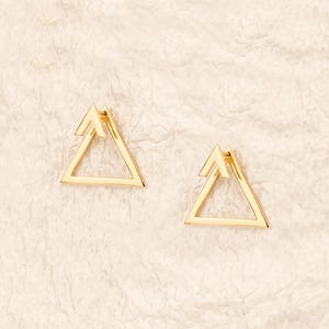 Gold Triangle Earrings Jacket, Hypoallergenic Jacket Earrings, Gold Dainty Front Back Earring, Gold Geometric Studded Ear Jacket Earrings