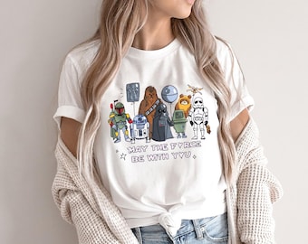 Cómic de Star Wars de Mavel Studio PNG, camiseta PNG "Que la fuerza te acompañe", personaje retro de Star Wars PNG, regalo para fan de la película Galaxy Battle de 1977