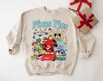 Pixar Pier Disneyland Png, Disneyland Pixar Fest 2025 Tee, Meet me at Pixar Pier Disney Pixar Characters, Disneyland Trip PNG Gift