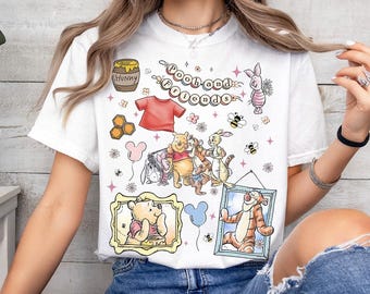 Winnie the Pooh retro de Disney PNG, Winnie the Pooh para sublimación PNG, Sudadera con capucha para vacaciones familiares en modo vacaciones PNG, Regalo de Winnie the Pooh