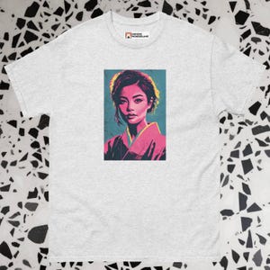 Japanese Retro Vintage Lady Kimono T-Shirt, Warhol Style Pop Art, Manga Apparel, Japan Graphic Design Streetwear, Japan Cinema Merch