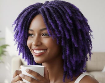 Purple Dreadlock Wig - Afro Crochet Twist, Ombre Braided, Wigs Women