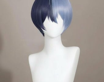 Aoyagi Toya Shinonome Akito Cosplay Wig | Two Tone Blue Short Anime Wig mens