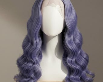 Lavender Purple Lace Front Wig | Long Body Wave Synthetic Hair