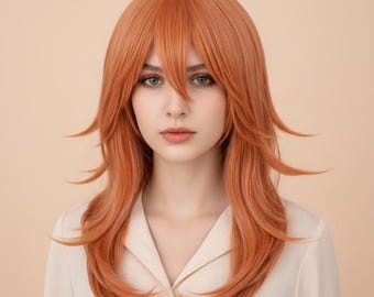 Angel Devil Wig Chainsaw Man Cosplay | Long Orange Layered Anime Hair