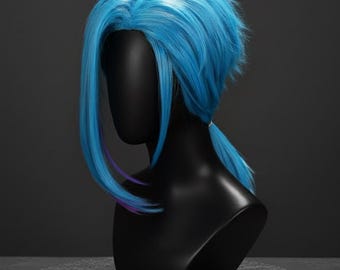 Arcane Jinx Wig – Blue Pigtail, Heat Resistant Synthetic Hair