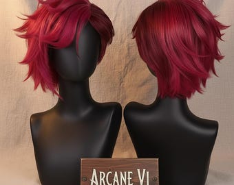 Vi Arcane Cosplay Wig – League of Legends Deep Rose Short Pink Wig