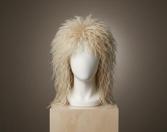 80s Rockstar Wig Blonde Mullet | Long Curly Punk Hair Cosplay