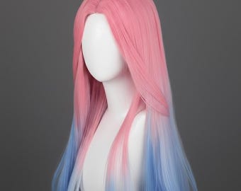 Pink Blue Ombre Wig – Long Heat Resistant Synthetic Cosplay Hair