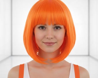 Leeloo Dallas Wig, The Fifth Element Cosplay, Orange Bob