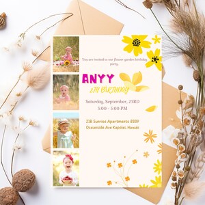 Editable 1st Birthday Photo Invitation, Minimal First Birthday Invite Template, Boy First Birthday Invitation, Instant Download - Remi