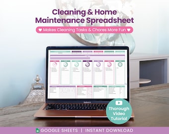 Spreadsheet schoonmaakschema: onderhoudsplanner voor thuis voor Google Spreadsheets (digitale download)