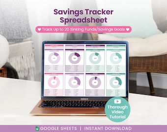 Savings Tracker Spreadsheet: Sinking Funds Planner (Google Sheets Digital Download)