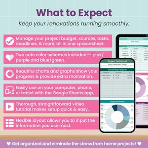Home Renovation Project Planner: Google Sheets Template (digital ...