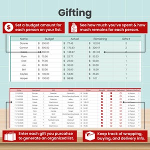 Urlaubsbudget-Tabelle & Weihnachtsgeschenk-Tracker für Google Sheets (Digitaler Download) Bild 5