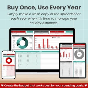 Urlaubsbudget-Tabelle & Weihnachtsgeschenk-Tracker für Google Sheets (Digitaler Download) Bild 8