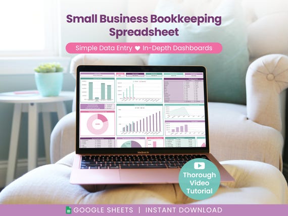 Small Business Bookkeeping Spreadsheet: Income & Expense Template for Google Sheets (Digital Download)