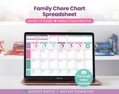 Family Chore Chart Spreadsheet for Google Sheets: Interactive Task Tracker (Digital Download)