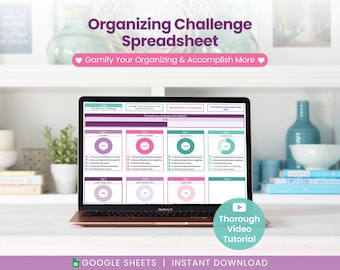 Home Organizing Challenge Spreadsheet: Google Sheets Template (Digital Download)