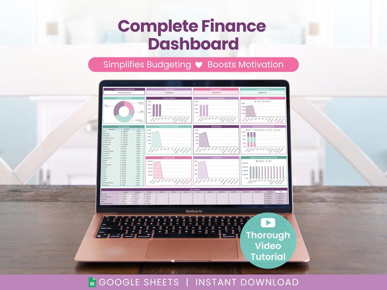 Ultimate Finance Dashboard: Annual Budget Spreadsheet for Google Sheets (Digital Download) image 1