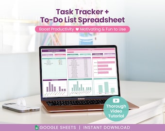 Hoja de cálculo de seguimiento de tareas y lista de tareas pendientes para Hojas de cálculo de Google (descarga digital)