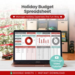 Urlaubsbudget-Tabelle & Weihnachtsgeschenk-Tracker für Google Sheets (Digitaler Download) Bild 1