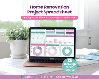 Planificador de proyectos de renovación del hogar: Plantilla de Hojas de cálculo de Google (Descarga digital)